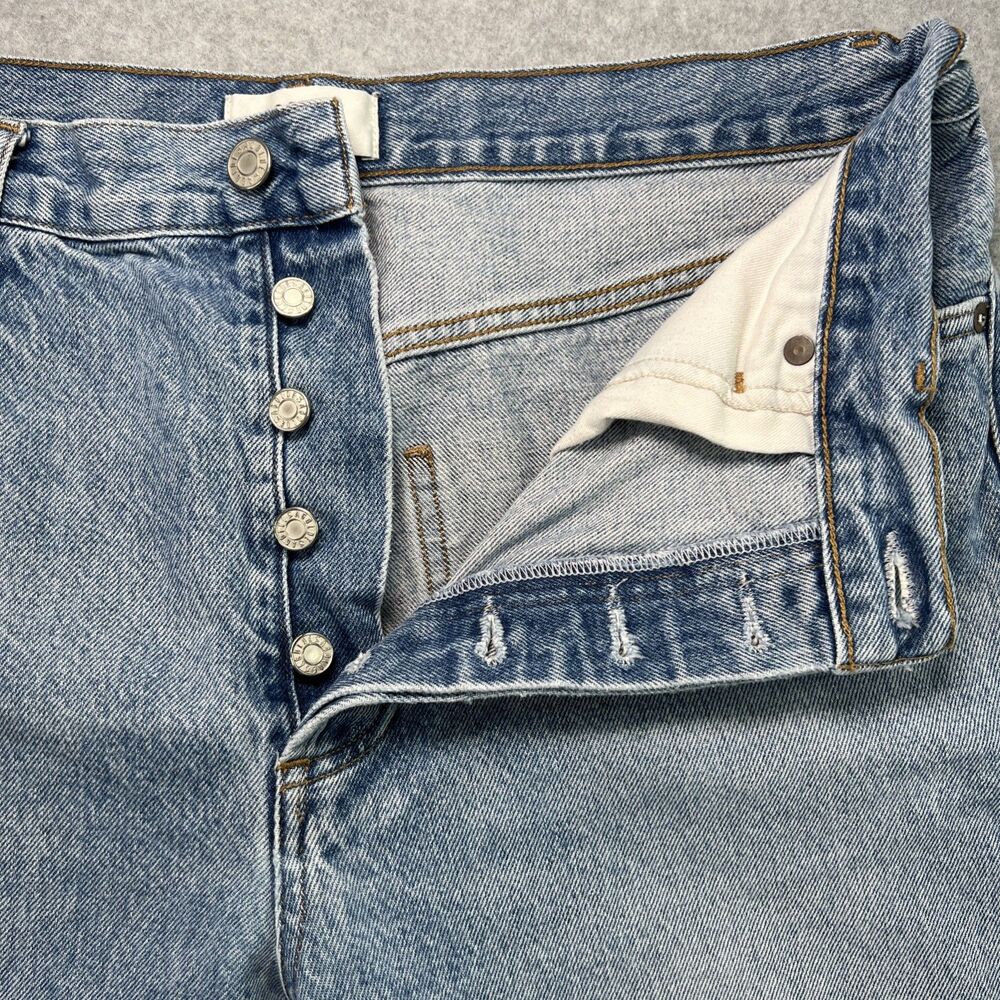 AGolde Riley High Rise Straight Crop Jeans 31 Button Fly Raw Hem Light Wash - Picture 4 of 14